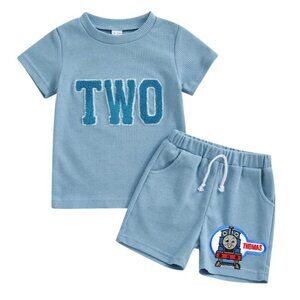 Thomas the Train Outfit Second Birthday Thomas the Train Clothes Shirt Shorts